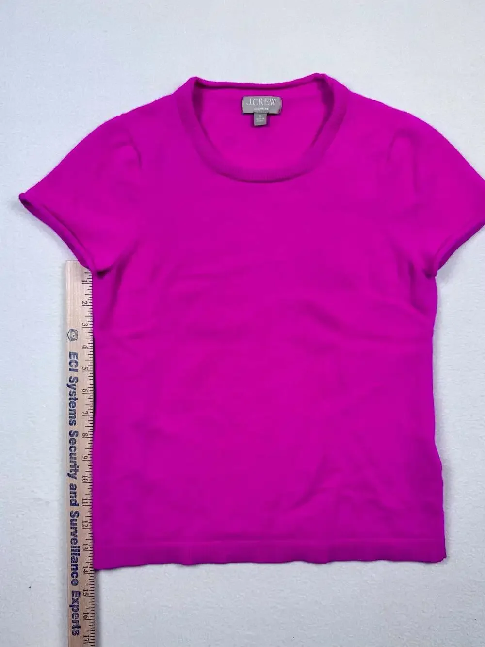 J.Crew Women's Hot Pink Short Sleeve Cashmere Knit Crew Neck Sweater